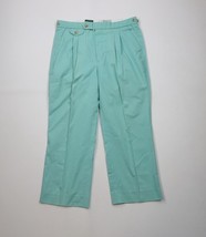 Vintage 80s 90s Izod Mens 34x26 Distressed Pleated Wide Leg Chino Pants ... - $44.50