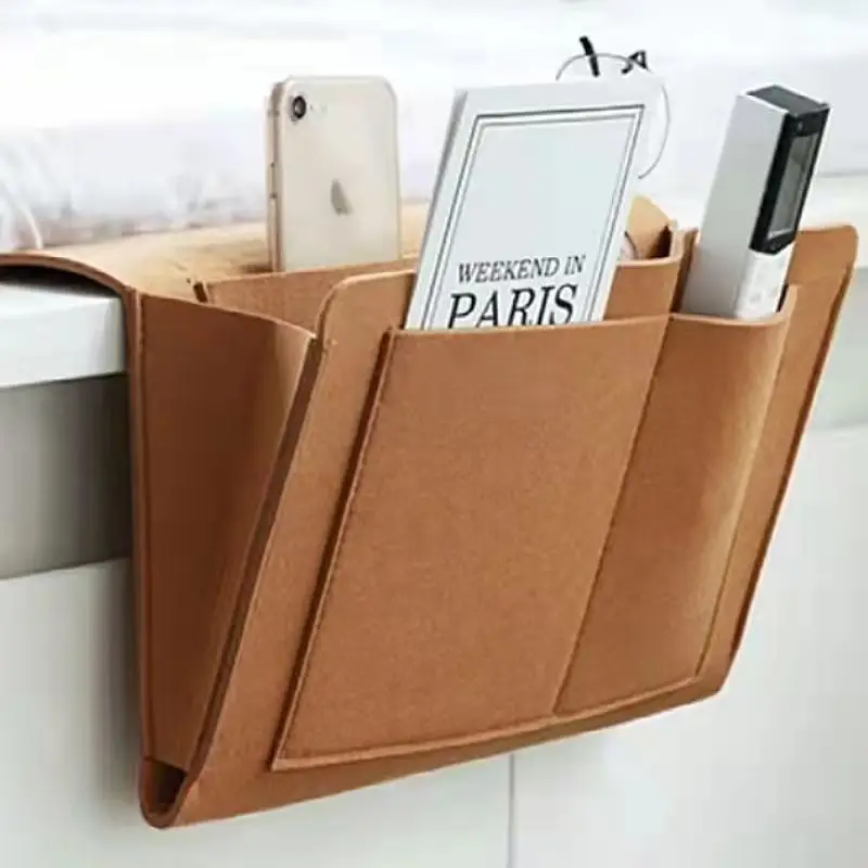 Play Felt Bedside Storage Organizer Bag Phone Book Magazine Holder Pockets Hangi - £23.18 GBP
