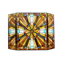 Tiffany style Mission design stained glass fireplace screen-CH1F004AM38-GFS - $356.28