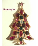 EISENBERG ICE Christmas Tree Brooch Pin Multi Colored Shaped Rhinestones... - $179.95