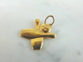 Womens Vintage Estate 14K Gold Bowling Charm Pendant, 2.0g E1621 - £186.68 GBP