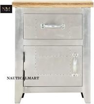 NauticalMart Aviator Aluminum Industrial Vintage Designer Bedside Cabinet Aviato - £675.26 GBP