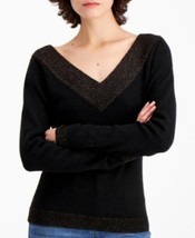 MSRP $50 Palette Metallic-Trim Sweater Black Size Large (PILLING) - £17.49 GBP