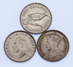 Lot of 3 New Zealand 6 Pence Silver Coins 1934 - 1943 XF - AU - £69.49 GBP