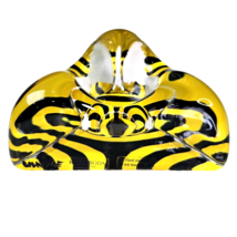 Kosta Boda Piece Of Cake Single Votive Candle Holder Clear Glass Black &amp; Yellow - £21.34 GBP