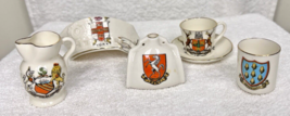 5pc WH Goss English England Souvenir Pitcher Hat Cup Saucer Vessels Mini... - $38.12