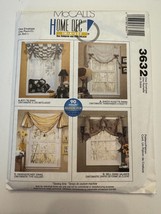 McCalls Sewing Pattern 3632 Home Dec In a Sec Window Treatments Swag Valance UC - $4.99