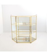 VTG Brass/Glass Tabletop/Wall Trinket Display Case Curio Cabinet Mirrore... - $144.16