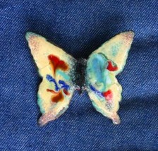 Fabulous Abstract Art Moderne Enamel Butterfly  Brooch 1960s vintage 2 1/4&quot; - £10.18 GBP