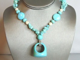 Womens Vintage Estate Turquoise Necklace 61.9g E5934 - £142.44 GBP