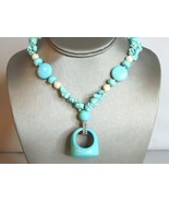 Womens Vintage Estate Turquoise Necklace 61.9g E5934 - £140.12 GBP