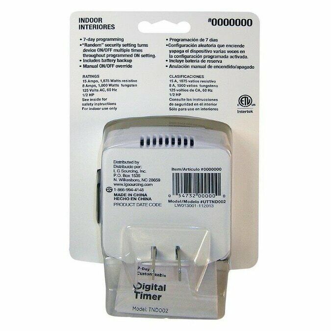 Prime 1-Outlet Plug-In Countdown Lighting Timer  (LOC TUB E-4) Item image 4