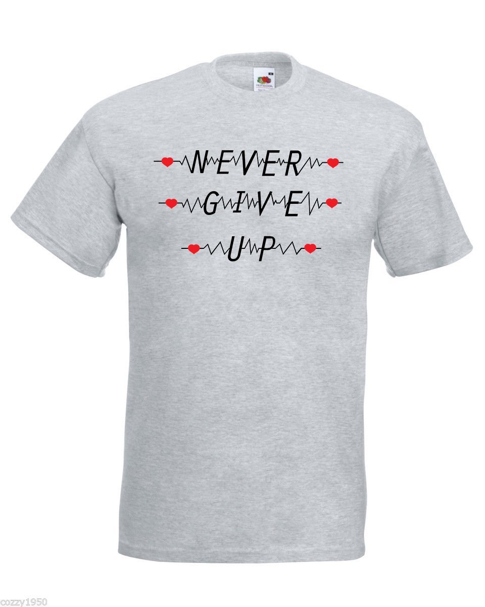 Mens T-Shirt Quote Never Give Up, Inspirational Shirts, Motivational Shirt - £19.77 GBP