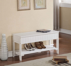 White Solid Wood Shoe Bench with Storage for Entryway - €76,92 EUR