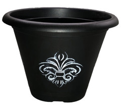 Garden Collection Flower/Plant Pot 10”Wx7 1/2”H Black/White-NEW-SHIPS N ... - £9.26 GBP
