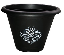 Garden Collection Flower/Plant Pot 10”Wx7 1/2”H Black/White-NEW-SHIPS N 24 HOUR - £8.84 GBP