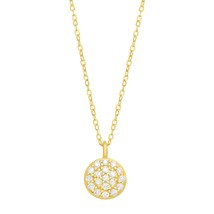 0.15 Ct Round Moissanite Circle Pendant Chain in 14K Yellow Gold Plated Silver - £274.79 GBP