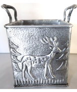 Vintage Hammered Aluminum Hallmark Flowers Reindeer Handled Box Rare Chr... - $44.88 CAD