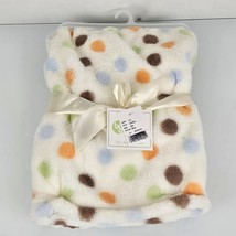 Baby Gear Orange Brown Blue Green Polka Dot Fleece Blanket Lovey 30&quot; x 36&quot; NEW - £39.56 GBP