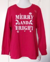 Macy&#39;s family PJ&#39;s long sleeve Sleep Top  Red Size XX-Large &quot;merry and b... - $14.80