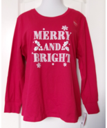 Macy&#39;s family PJ&#39;s long sleeve Sleep Top  Red Size XX-Large &quot;merry and b... - $271.88 MXN