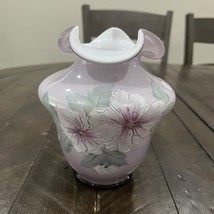 Fenton Glass 2001 Museum Collection 7&quot; Violet Purple Overlay Hand Painte... - $2,219.23 MXN