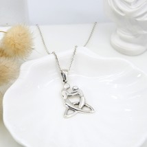 Beautiful Family Love Sterling Silver Celtic Mother Child Knot Pendant Necklace - £14.94 GBP