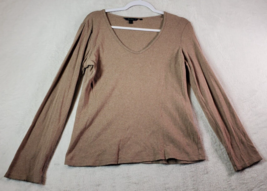 Boden  Shirt Top Women Size 18 Brown Knit 100% Cotton Long Casual Sleeve V Neck - £11.91 GBP