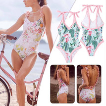 Retro Swimsuit Skirt Shoulder Strappy Swimsuit Print Floral Flounce Swim... - £24.97 GBP