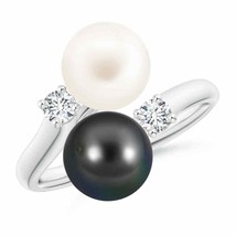 ANGARA Freshwater &amp; Tahitian Pearl Ring in 14k Solid Gold (Grade-AA Size-8) - £570.69 GBP