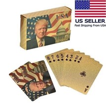 NEW Donald Trump Gold Foil Waterproof Plastic Poker Deck Game Cards (Pac... - £7.78 GBP