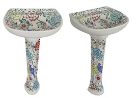 Mexican Talavera Pedestal Sink Handcrafted Ceramic - Pajaritos Rios - - $16,842.45 MXN