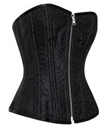 Gothic Fully Steel Boned Over Bust Waist Training Bustier Black Brocade - $48.71+