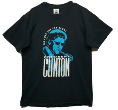 Vtg Bill Clinton The Cure For The Blues Black T Tee Lee Shirt Sz L USA Made 90s - £25.93 GBP