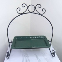 Home &amp; Garden Party Country Forest Green Stoneware Serving Tray &amp; Iron Stand - £7.90 GBP