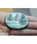 Vintage Sterling Silver Hand Painted Mother Of Pearl Russian Signed Broo... - £98.32 GBP