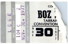 Vintage Boz Scaggs Concert Ticket November 30 1977 Fort Worth Texas - £27.24 GBP