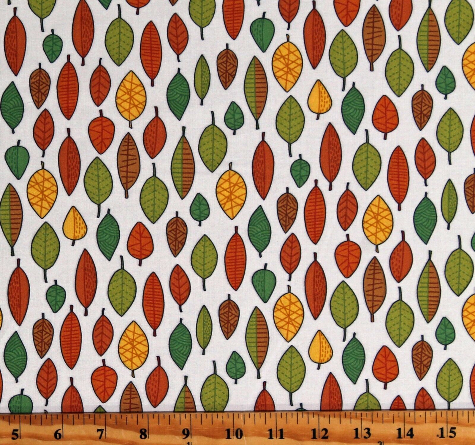 Cotton Autumn Leaves Fall Colors Seasonal Give Thanks Fabric Print BTY D... - $14.95