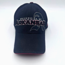 Adidas Hat University of Arkansas Strap Back Script A Baseball Cap Black Red - $14.84