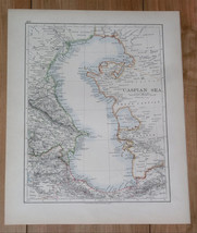 1904 Antique Map Of Caspian Sea Azerbaijan / Verso Black Azov Sea Ukraine - £21.98 GBP