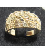 10k Yellow Gold 10mm Nugget Wedding Band Sz 7.25 Anniversary Ring 5.7g ADV - $7,161.83 MXN