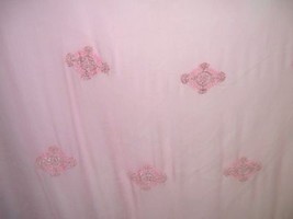 5.5yd French Silk Chiffon Pink Silver Emroidery Medallion Motif Designer Fabric - £157.32 GBP