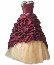 Sweetheart Ivory Beaded Lace Pick Up Yellow Long Prom Quinceanera Dress ... - $152.45