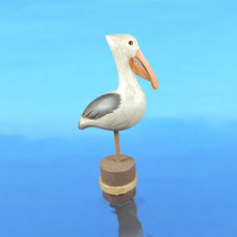 Wooden Pelican Vintage Decoy Carved Art Figurine Nautical Beach House Decor - £13.00 GBP