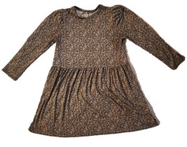 Zara Beige &amp; Black Pattern Mix Swing Dress Lg Stretchy Casual Comfort Midi - £14.32 GBP