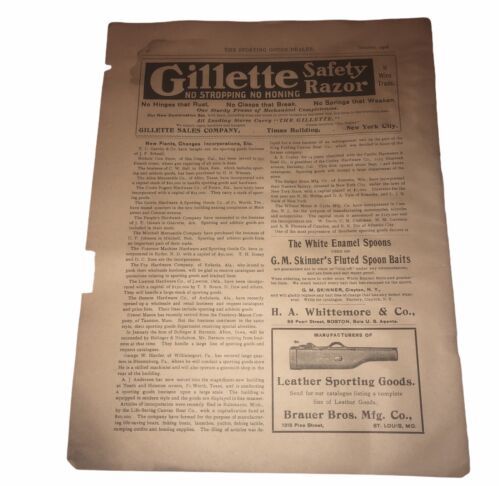 Primary image for Gillette Safety Razor “No Stropping No Honing” Original 1906 Advertisement
