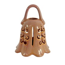 Candle Lantern Tea Light Votive Bell Shape Openwork Ceramic Bottom Loaded 8.5&quot; - £26.23 GBP