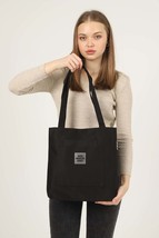 Black U22 3-Compartment Front 2 Pocket Detailed Canvas Fabric Daily Wome... - $167.75 MXN