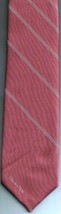 Oscar De La Rente Necktie Pink White Stripes Skinny - £8.74 GBP