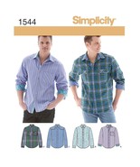 Simplicity 1544 Men&#39;s Button Up Dress Shirt Sewing Pattern, 34-42 - £15.73 GBP